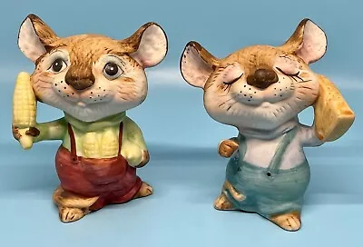 Vintage Collectible Homco Mice Figurines With Corn And Cheese 5601 Set Of 2 • $14.99