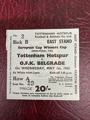 £30 • Buy Tottenham Hotspur V O F K Belgrade Semi Final European Cup Ticket