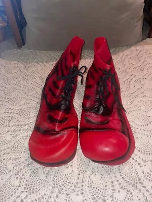 Vintage Red Rubber Slip-On Clown Shoes With Laces 12 Inches Long Excellent • $30