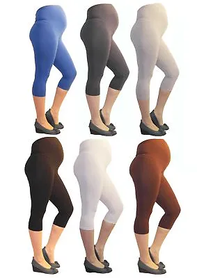 Maternity 3/4 Trousers Capri Maternity Leggings Cotton • £12.37