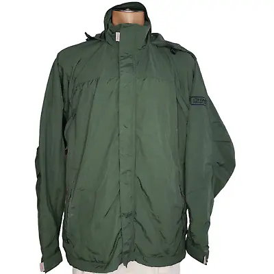 Vintage Ralph Lauren Chaps Jacket Hooded XL Full Zip Nylon Pockets Vented Green • $28.99