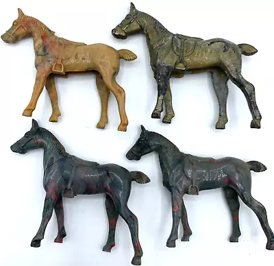 1950s Hard Plastic Swirl Marbled Toy Horse Lot Of 4 Vintage • $9.99