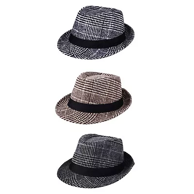 Classic Men's Short Brim Cotton Gangster Gentleman Fedora Hat Panama Trilby Cap • $14.99