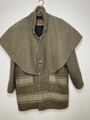 Heavy Wool Cape Coat Jacket Sz Large Brown • $65