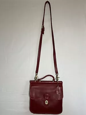 Vintage COACH WILLIS Red Leather Shoulder Bag Satchel Purse • $89.99