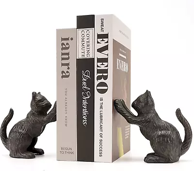 Cat Decorative Bookends Unique Book Ends To Hold Books Heavy Duty For Office De • $45.99