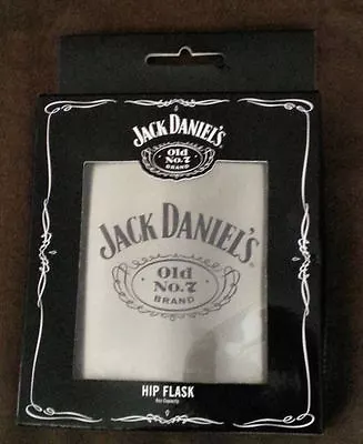 JACK DANIELS HIP FLASK.6oz  PACKAGED..LICENSED  BRAND NEW...UNUSED.............. • $39.95