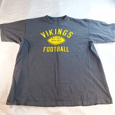 NFL Minnesota Vikings Reebok Black T-Shirt Short Sleeve Yellow Logo Size XL • $12.50