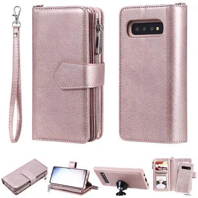 $21.88 • Buy For Samsung S8 S21+ Note 20 Removable Magnetic Leather Wallet Zipper Case Cover