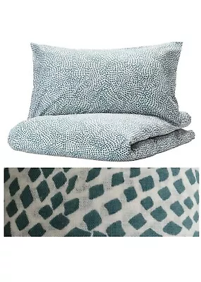 Ikea Tradkrassula Single Duvet Cover Set Blue White 150x200cm & Pillowcase - New • £11.95