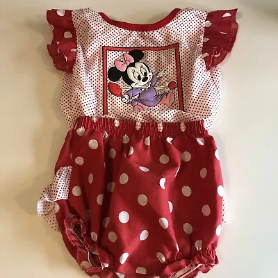 Vintage 1980’s Minnie Mouse Disney Shirt And Bloomer Shorts.Summer. Sz18 Months • $25