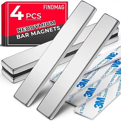 FINDMAG 4 Pack Strong Magnet 60 X 10 X 3 Mm Neodymium Magnets Magnetic Strips • £8.75