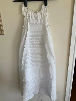 £45 • Buy Antique Babies Christening Gown, White, Victorian/Edwardian, 0-3 Months