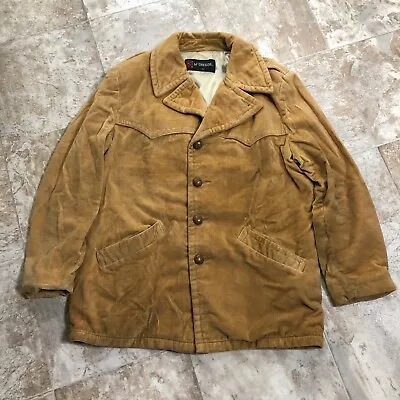 VTG 70s McGregor Mens Golden Brown Corduroy Lined Jacket Coat 42 Union Made USA • $48