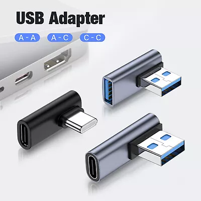 90 Degree USB-C Male To USB-C Female Adapter USB 3.1 Data Right Angled Converter • $7.50
