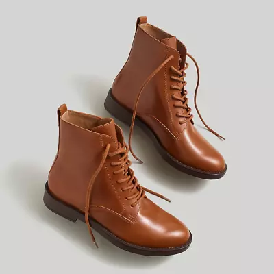 New MADEWELL Size 6.5 The Evelyn Lace-Up Ankle Boot In Dried Maple • $80.96