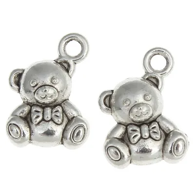 £3.95 • Buy 10 Teddy Bear Toy Baby Child Antique Silver Charms Pendants 13mm X 15mm (F150)
