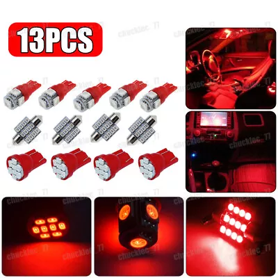 $8.27 • Buy 13Pcs Red Car Interior LED Light Bulbs Dome Map License Plate Lamp Accessories