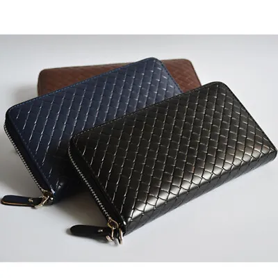 Mens Long Leather Wallet Zipper Purse Card Holder Phone Handbag Clutch Billfold • $14.24