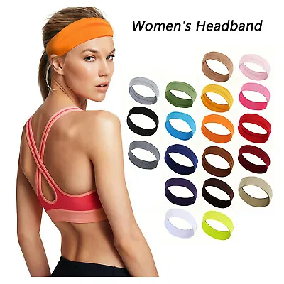 Gym Sports Yoga Headband Stretchy Alice Band Kylie Hair Band Girls Ladies Plain • £1.19