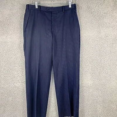 Brooks Brothers Fitzgerald Dress Pants Mens 34 Blue Pinstripe Wool 32x27.5 • $14.01