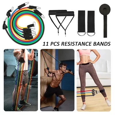 $11.89 • Buy 【11 Pcs Resistance Band】Set Yoga Pilates Abs Exercise Fitness Tube Workout Band
