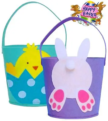 EASTER TREAT BUCKET Kids Egg Hunt Handle Basket Gifts School Craft Decoration UK • £6.99