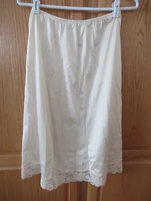 Vintage Lorraine Half Slip Long Size M - Elastic Waist - Flowered Lace Trim • $10.95