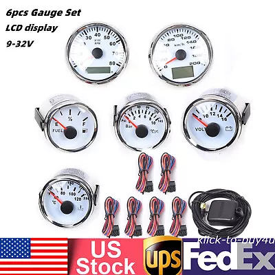 6 Gauge Set GPS Speedometer Waterproof For Truck Car Marine Boat Yacht Universal • $128.25