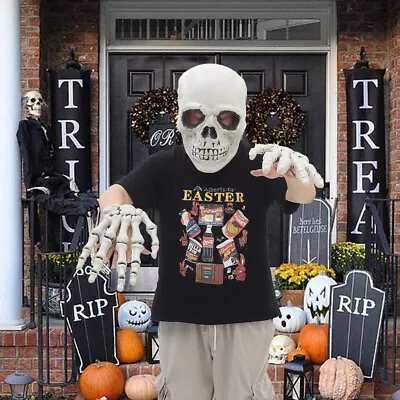 £13.95 • Buy Human Life Size Skull Mask And Pair Skeleton Hands Halloween Ghost Cosplay Props