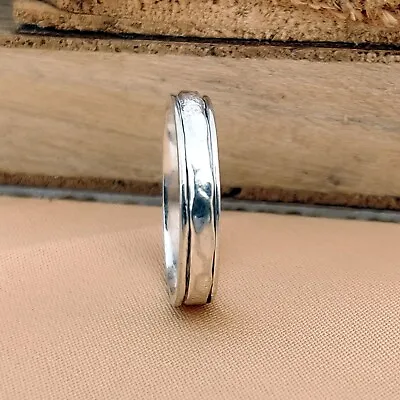 £11.99 • Buy Spinning Band 925 Sterling Silver Anxiety Spinner Ring Bridal Jewelry