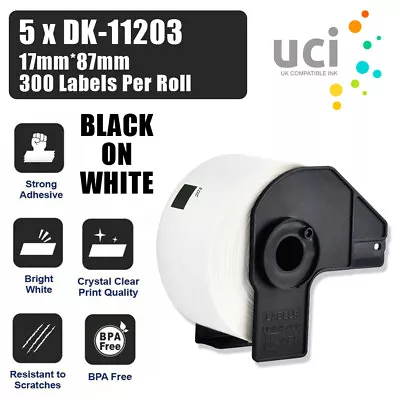 5x 17MM PRINTER LABEL Fits For BROTHER QL500 QL-500 QL-550 QL-570 DK11203 • £9.75