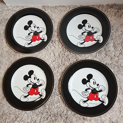 Lot Of 4 Disney Mickey Mouse Plates Classic Signature Gold Rimmed Salad NEW • $52.95