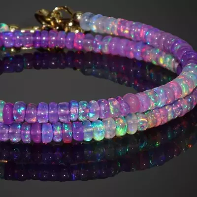 Purple Opal Bead Natural Ethiopian Welo Fire Opal Beads 3-4mm 20  Necklace #267 • $28.99