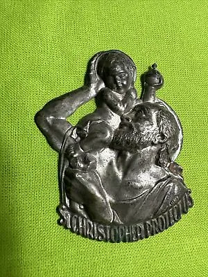 St. Christopher Protect Us Vintage Roman Catholic Metal • $11.97
