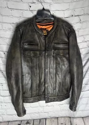 Milwaukee Leather Mens Vented Distressed Brown Leather Moto Biker Jacket Medium • $189.99