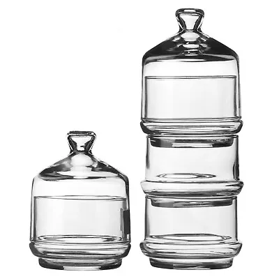 1/3 Tier Stackable Glass Storage Jar Sweet Candy Chocolate Jar Container Vintage • £7.99