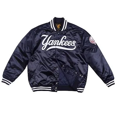 New York Yankees Navy Blue & Black MLB Satin Jacket Full-Snap  Embroidery Logos • $95