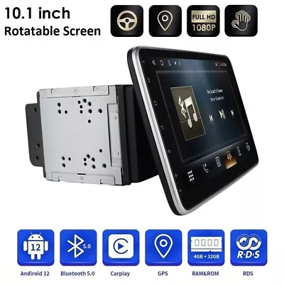 Double 2DIN Rotatable 10.1in Car Radio Android Carplay Player GPS Wifi DSP 8Core • $199.69
