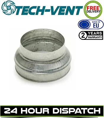 SALE 8  To 4  Metal Extraction Fan Ducting Ventilation Pipe Reducer Hydroponics • £10.99