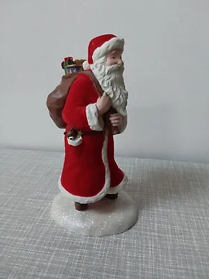 Santa /Father Christmas Figurine Ornament With Sack 14.5cm Tall Fur Effect Resin • £10