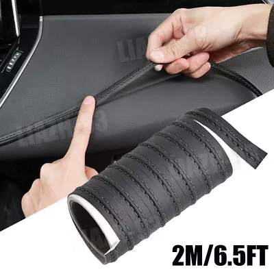 2M Black Leather Car Dashboard Decoration Line Strip Sticker Moulding Parts • $10.15