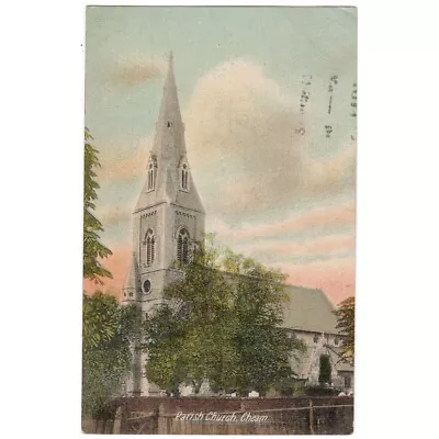 CHEAM Surrey Parish Church Postcard Postmarked 1917 • £1.99