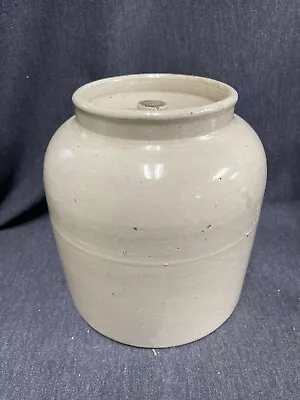 Rare Antique Macomb Illinois Glazed Stoneware Lidded Crock Jar - 8”T X 7.5”D • $109