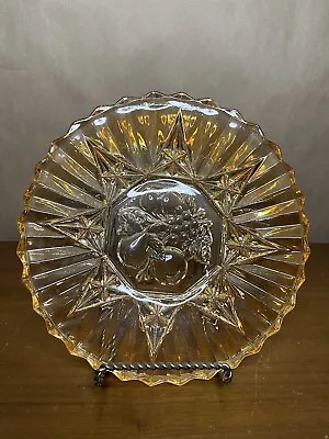 Vintage Pioneer Amber Federal Fruit Glass Plate 1940’s Fruit Pattern  • $9