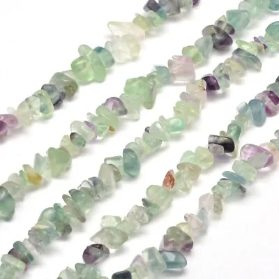 Rainbow Fluorite Chips Beads Natural Gemstone 32  Strand 80cm Size 5mm To 8mm • £4.99