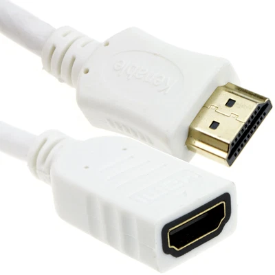 £2.70 • Buy 50cm 0.5m White HDMI  High Speed 3D TV Extension Lead Male Female Cable