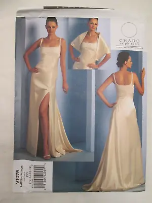 Vogue 1075 Chado Ralph Rucci American Designer Dress Pattern 12-18 Bridal UC FF • $16