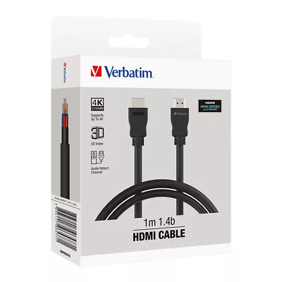 Verbatim HDMI 1.4b Display/TV/Console 4K Full HD High Speed Cable 1m - Black • $15