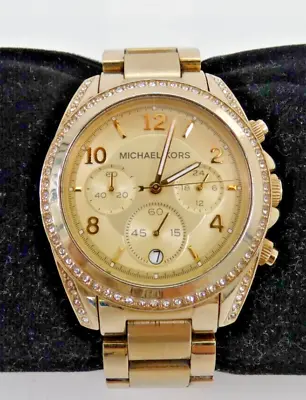 Michael Kors Wrist Watch MK5166 Blair Gold Tone Crystals Chronograph Ladies • £69.99